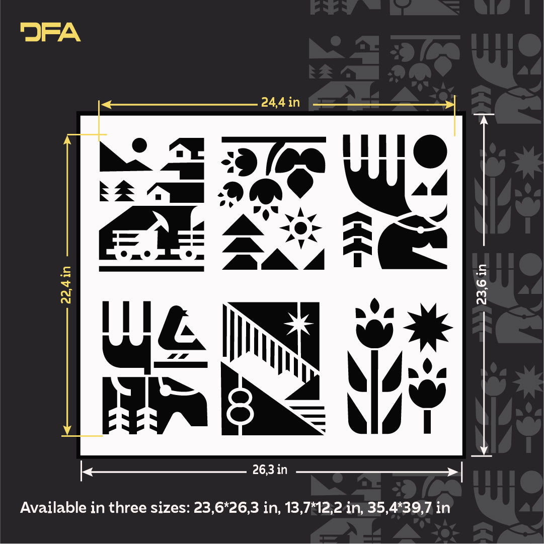 DFA Ethnic Natural Motifs Stencil: Easy Application, Professional Result 0.3-1 mm (P00172)