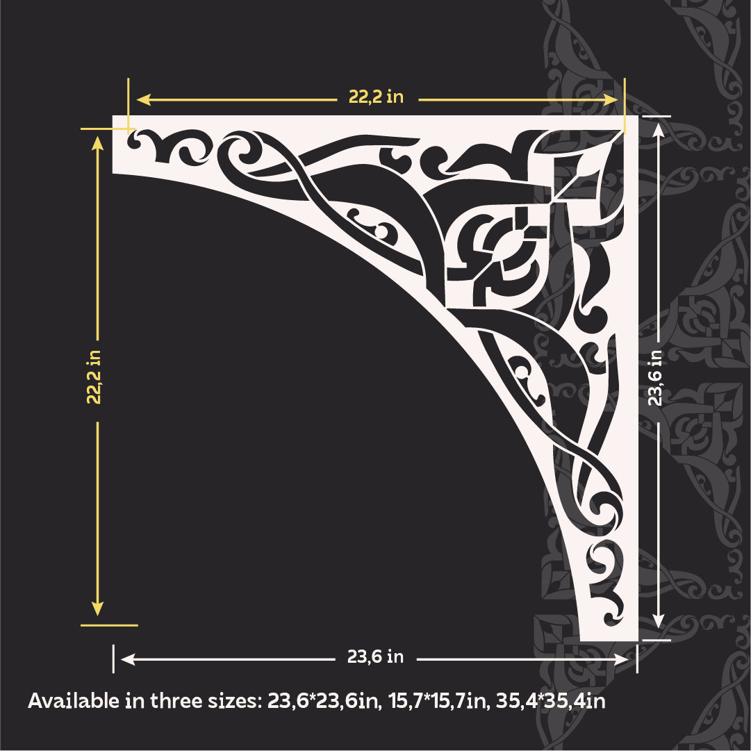 DFA stencil Oriental corner pattern - stylish ornament for walls, doors and furniture 0.3-1 mm (V00084)