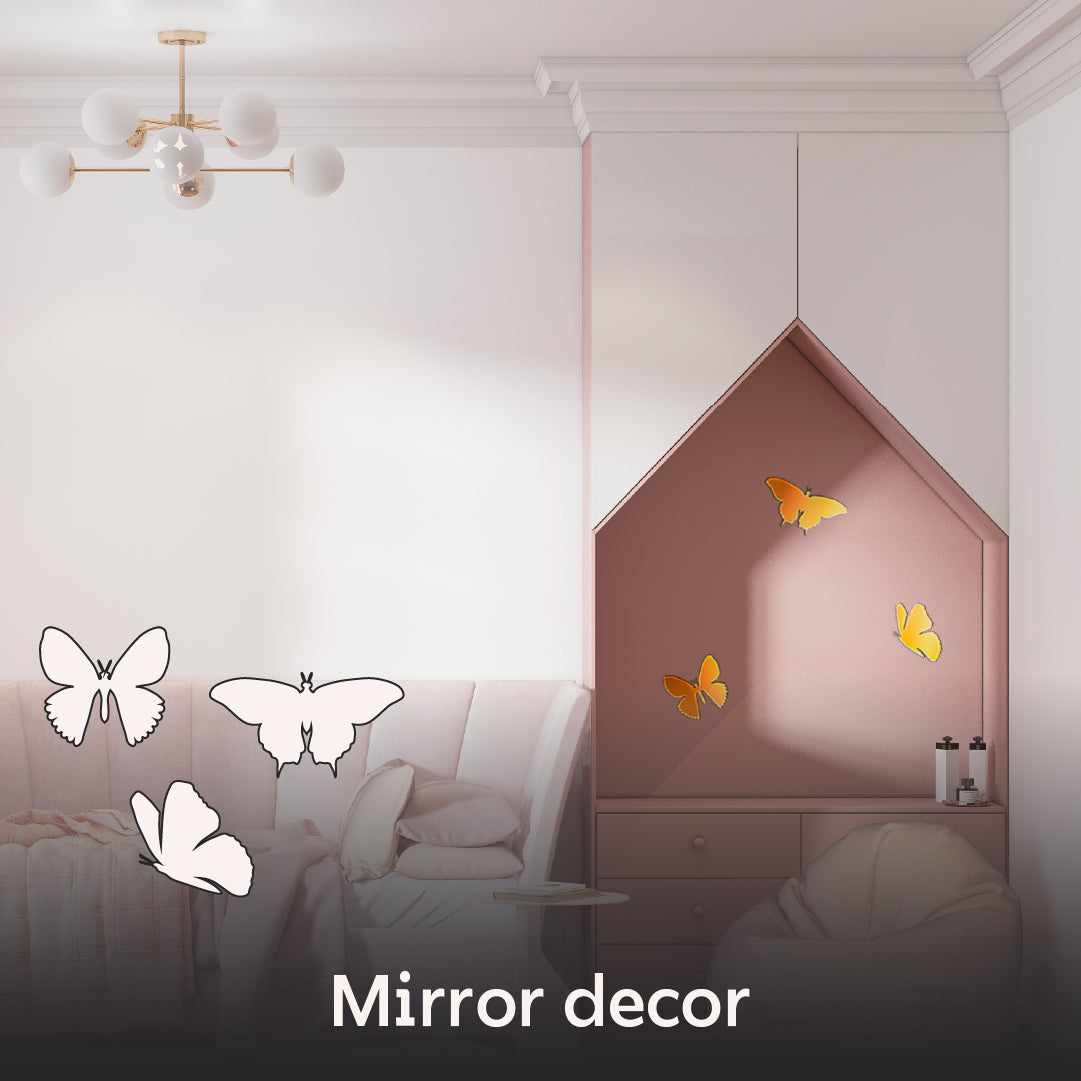 Mirror Butterflies DFA: Add lightness and light to your space, 3 pcs (YA00003)