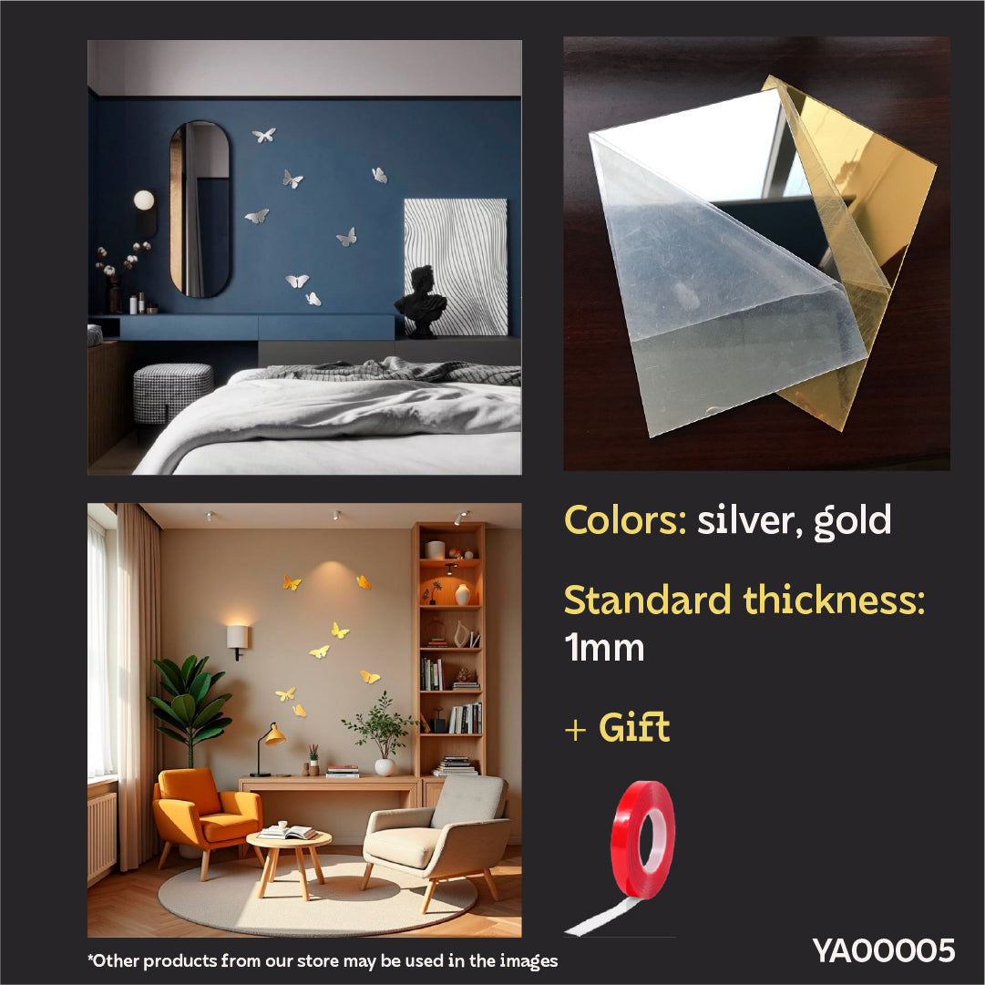 Stylish accent for walls: DFA Mirror Butterflies for visual expansion, 7 pcs (YA00005)