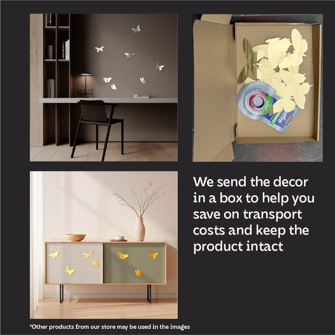 Stylish accent for walls: DFA Mirror Butterflies for visual expansion, 7 pcs (YA00005)