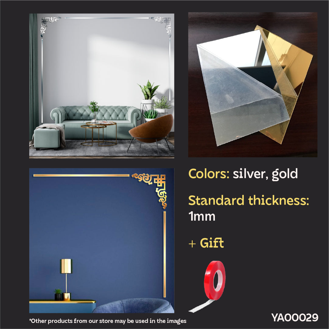 Elegant accent: DFA mirror corner pattern for your interior, 2pcs/4pcs (YA00029)