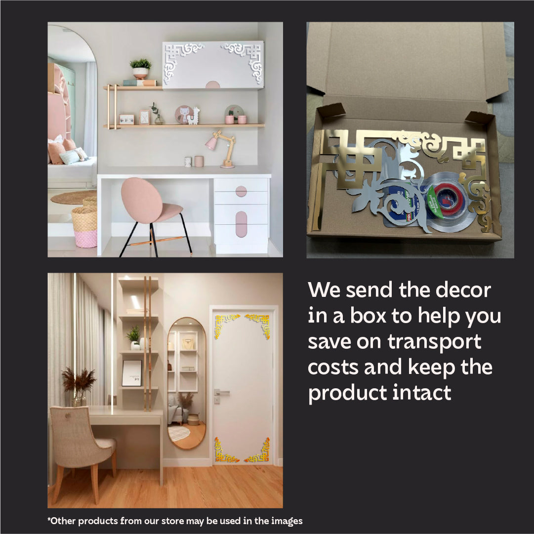 Elegant accent: DFA mirror corner pattern for your interior, 2pcs/4pcs (YA00029)
