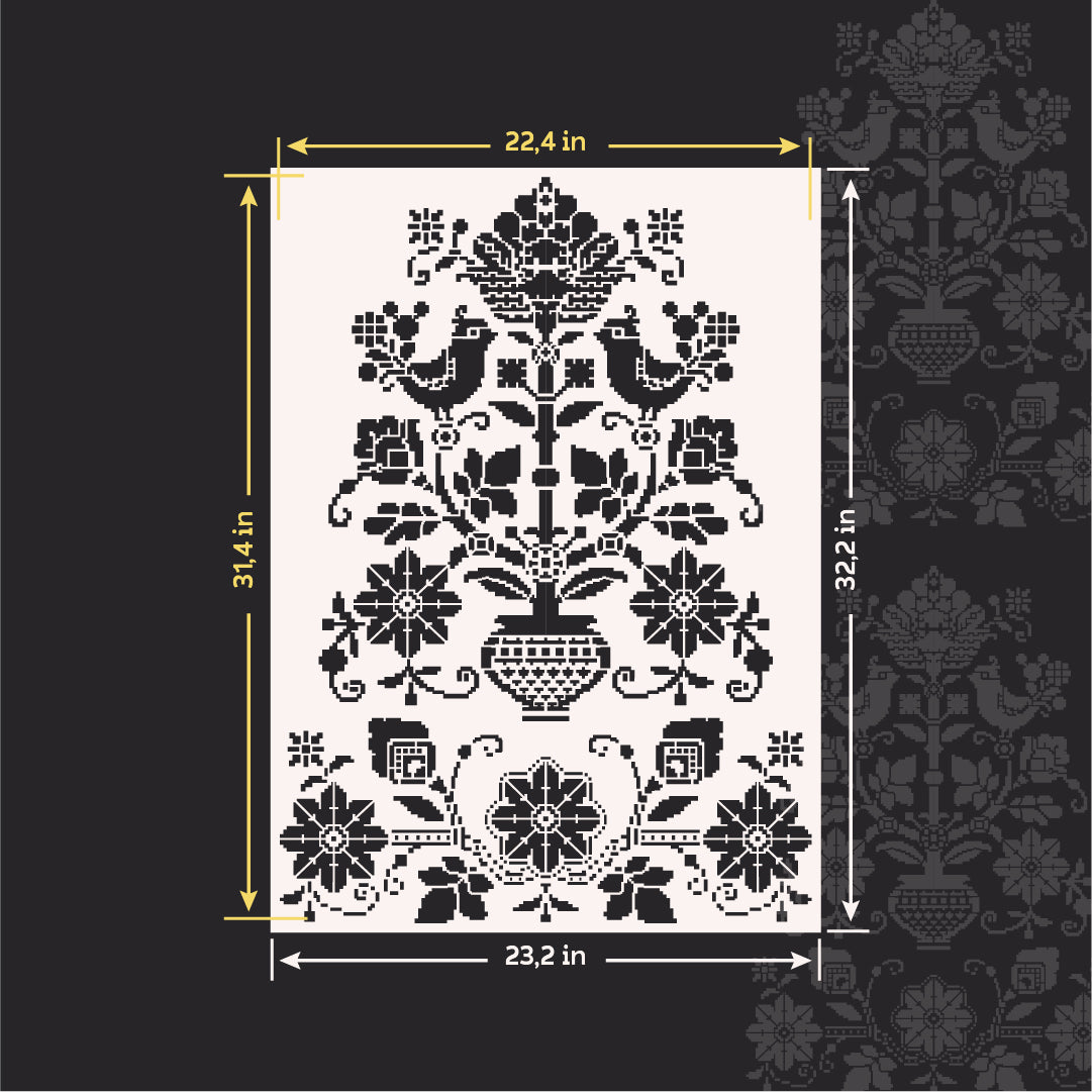 Stencil DFA Embroidery Tree of life: Ukrainian style for your home 0.3-1 mm (Z00072)