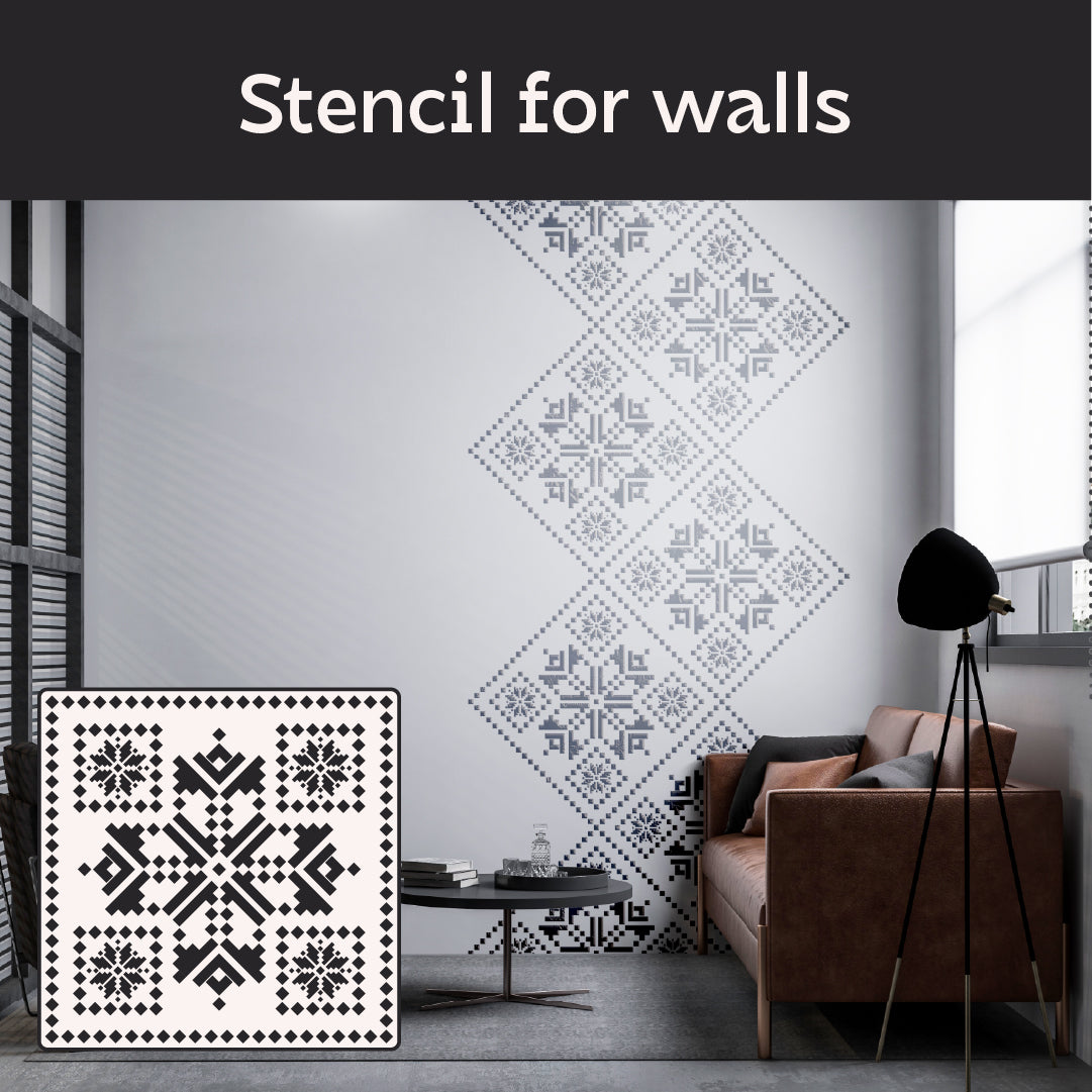 DFA Vyshyvanka Stencil: Perfect clarity of Ukrainian pattern with plaster or paint 0.3-1 mm (Z00080)