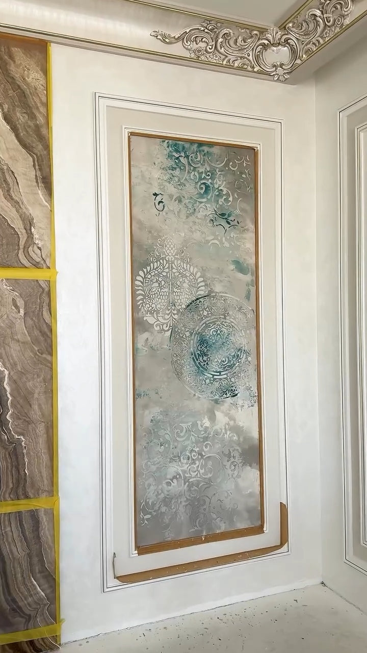 Set of 3 DFA stencils: Round, Oriental patterns and Damask – decorate your interior simply and beautifully 0.3-1 mm (N00149)