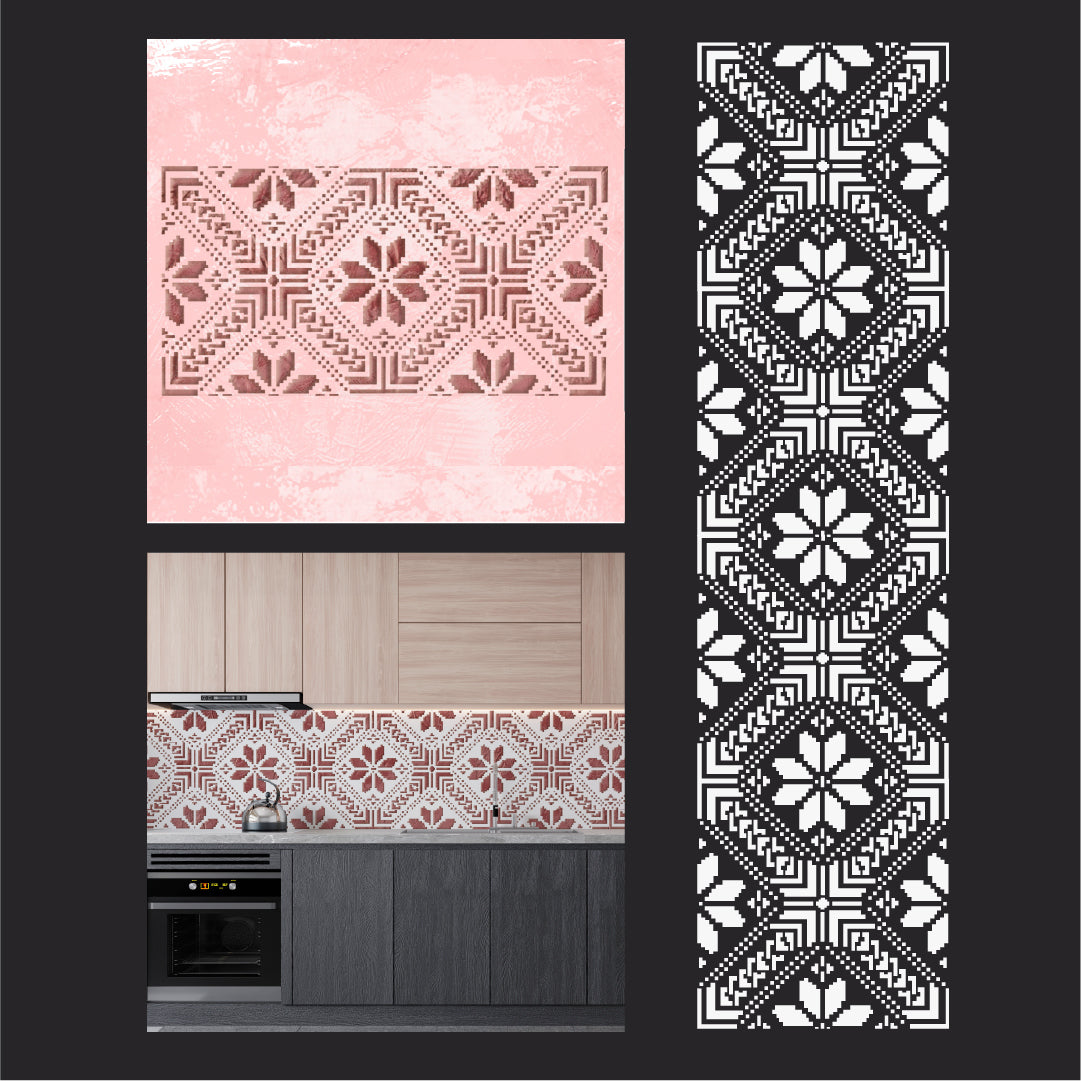 Decorative embroidery on walls using a DFA stencil 0.3-1 mm (Z00085)