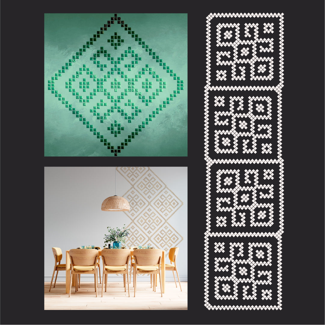 Ethnic decor made easy: DFA "Embroidery" stencil for interior and exterior 0.3-1 mm (Z00081)