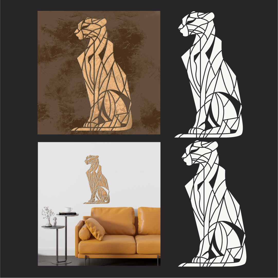Geometric Big Cat – a striking DFA stencil for modern spaces 0.3-1 mm (J00074)