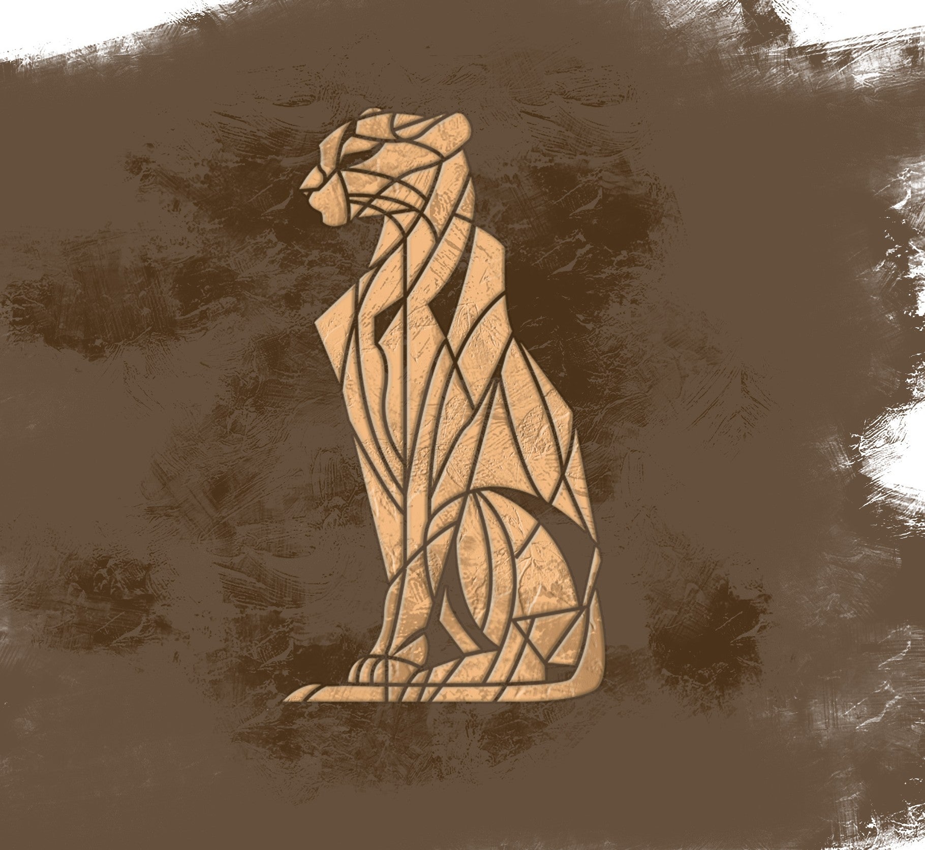 Geometric Big Cat – a striking DFA stencil for modern spaces 0.3-1 mm (J00074)