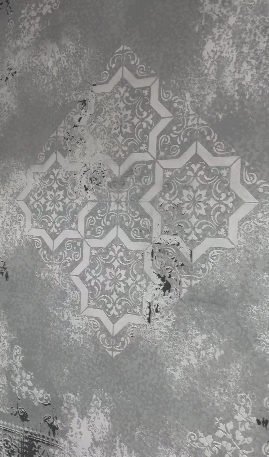 Geometric pattern on walls with DFA stencil Square pattern 0.3-1 mm (K00117)