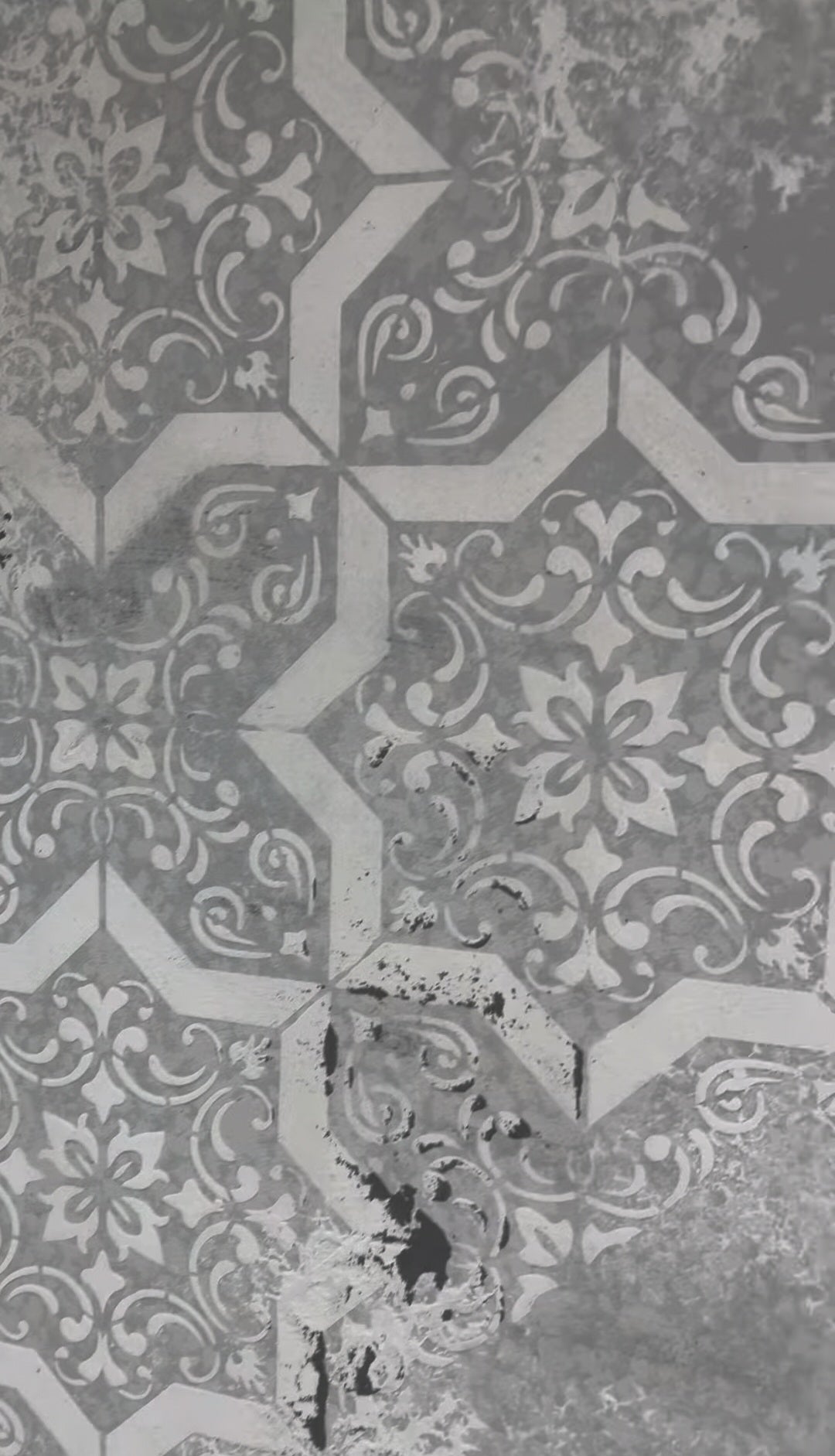Geometric pattern on walls with DFA stencil Square pattern 0.3-1 mm (K00117)