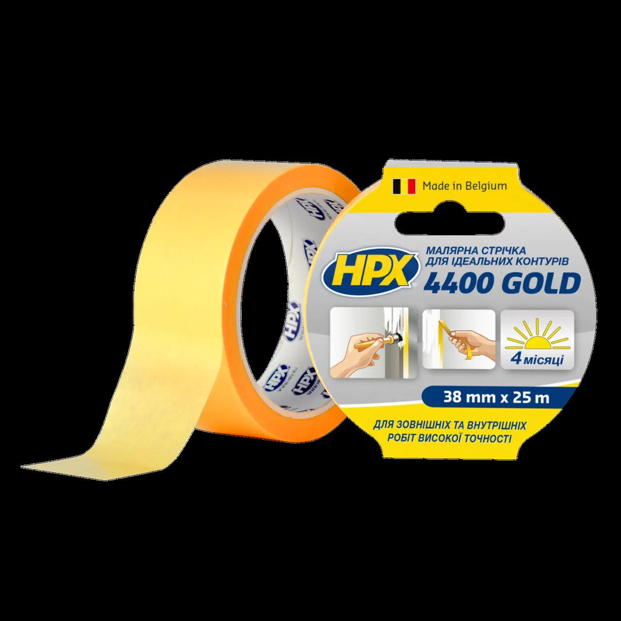 Painter's tape HPX 4400 GOLD for perfect edges 100 ° C 38 mm x 25 m