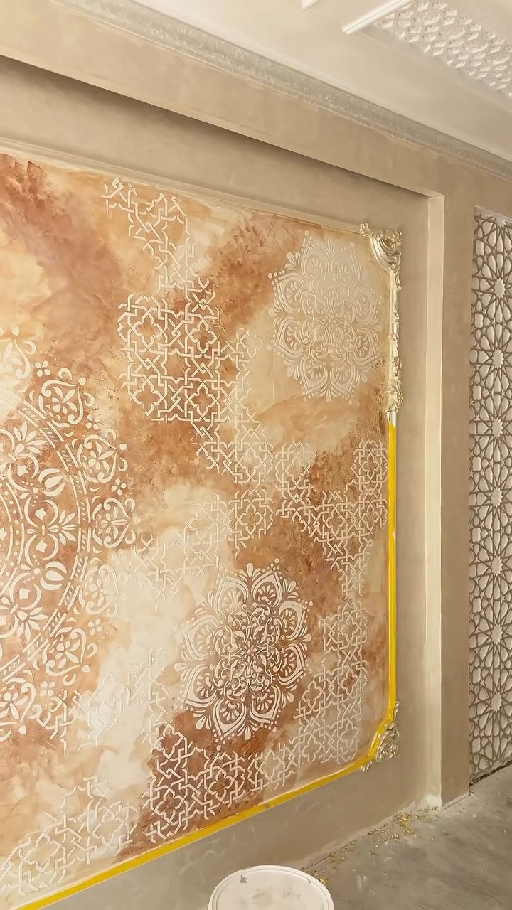 Wall decoration set for plaster and paint 14 DFA stencils (Round pattern 7 + Geometry 15 + Round pattern 54) 0.3-1 mm (N00014)