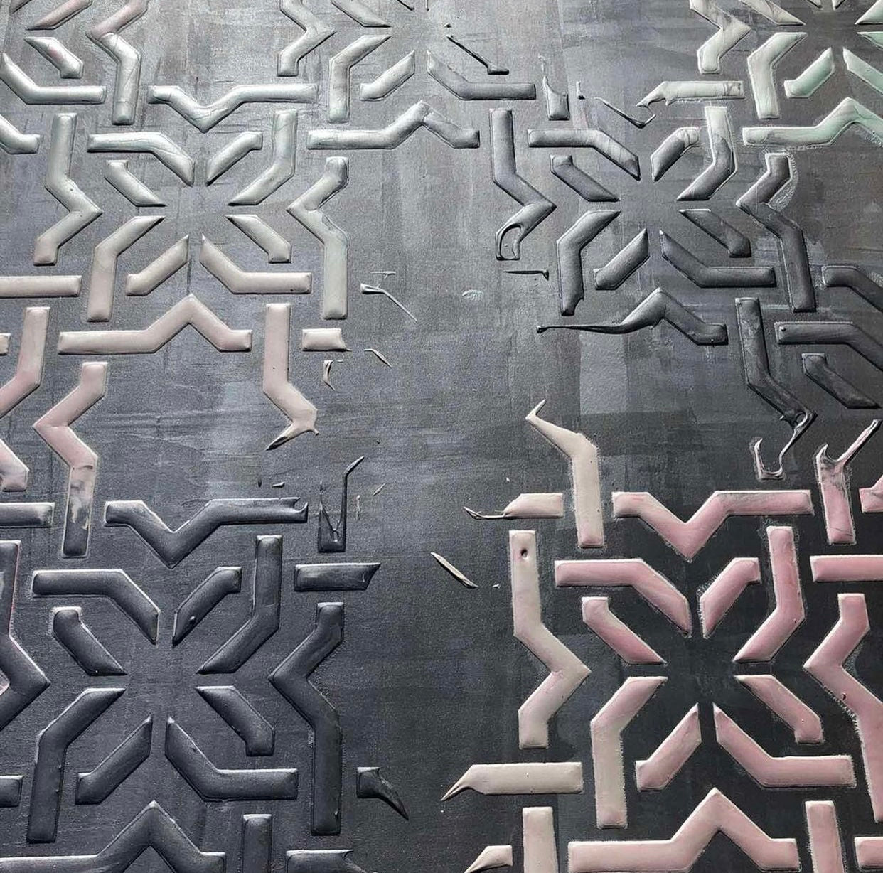 Wall decoration set for plaster and paint 2 DFA stencils (Geometry 3 + Round pattern 4 + Damask 3) 0.3-1 mm (N00002)