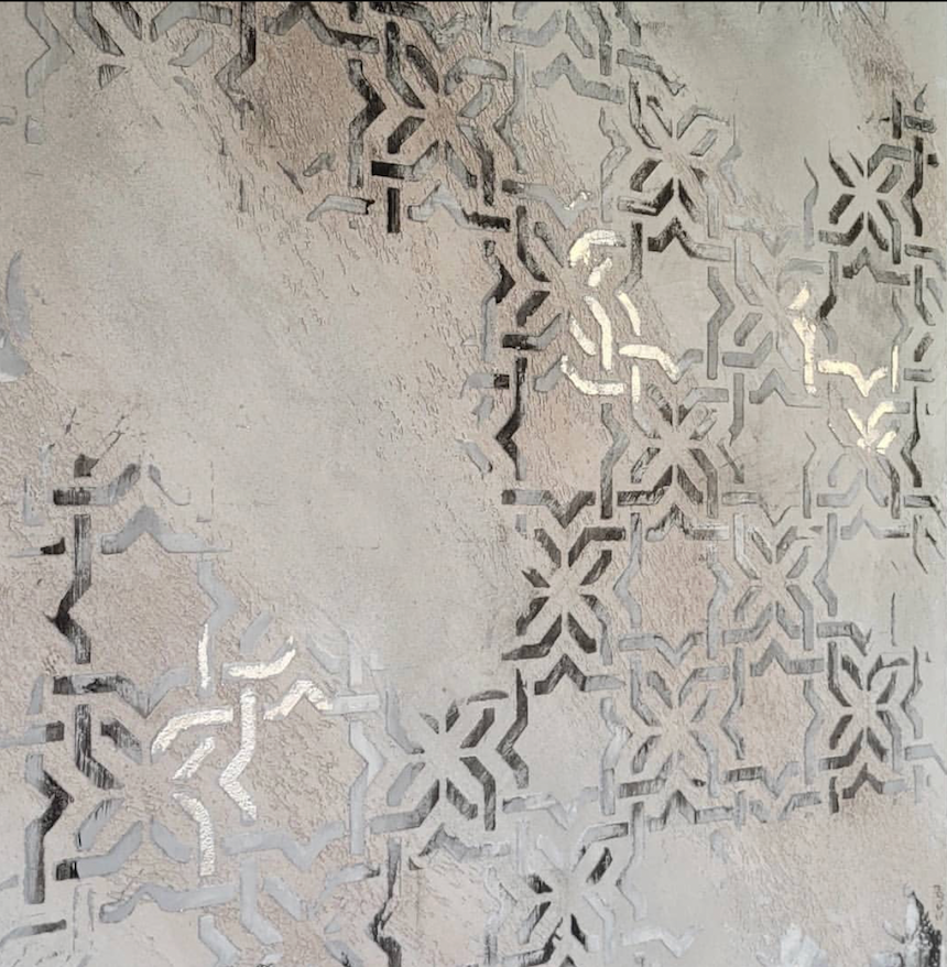 Wall decoration set for plaster and paint 2 DFA stencils (Geometry 3 + Round pattern 4 + Damask 3) 0.3-1 mm (N00002)