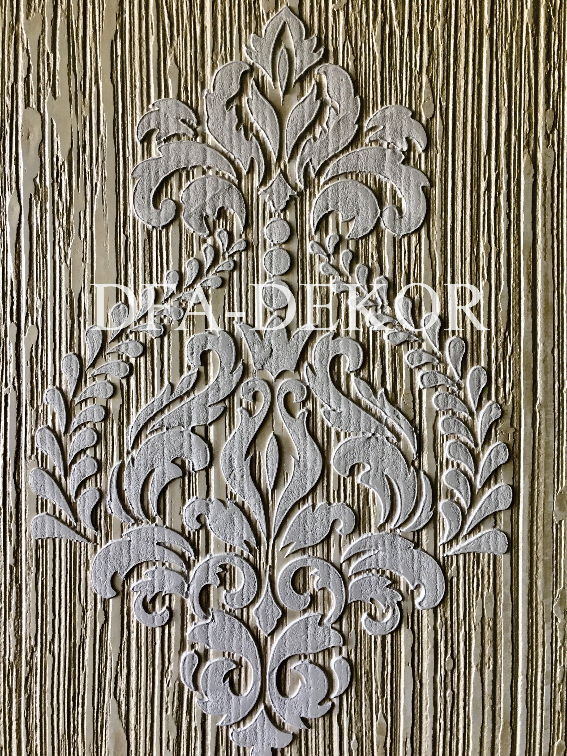 Wall decoration set for plaster and paint 2 DFA stencils (Geometry 3 + Round pattern 4 + Damask 3) 0.3-1 mm (N00002)