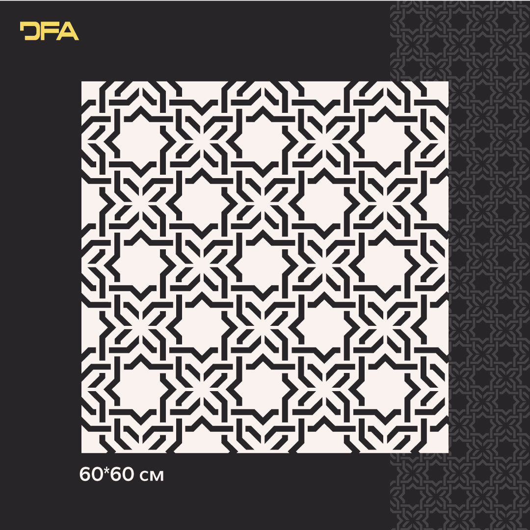 Wall decoration set for plaster and paint 2 DFA stencils (Geometry 3 + Round pattern 4 + Damask 3) 0.3-1 mm (N00002)