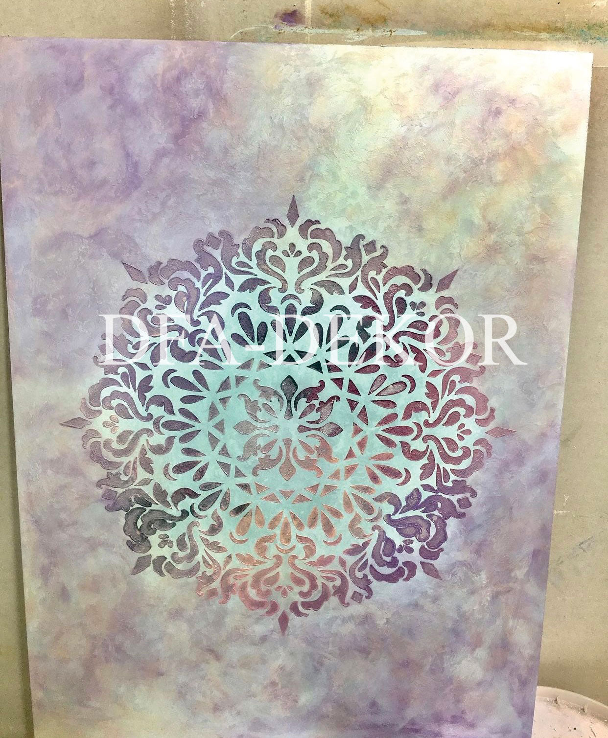 Wall decoration set for plaster and paint 2 DFA stencils (Geometry 3 + Round pattern 4 + Damask 3) 0.3-1 mm (N00002)