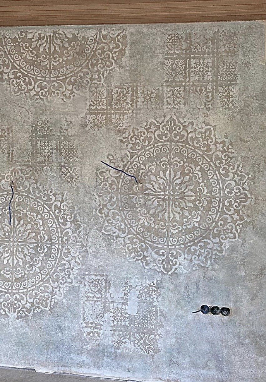 Wall decoration set for plaster and paint 23 (Round pattern 53 + Square pattern 2) 0.3-1 mm (N00023)