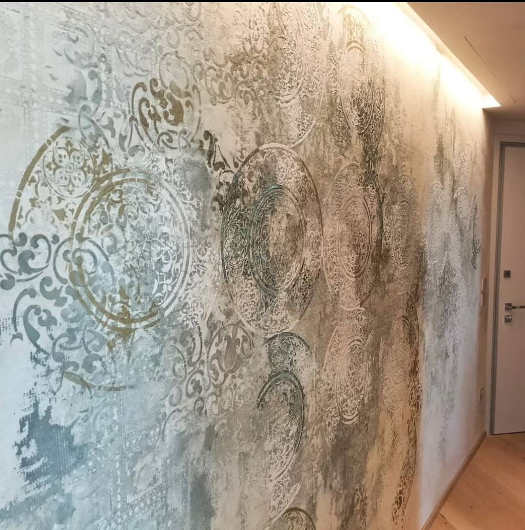 Wall decoration set for plaster and paint 35 (Oriental pattern 21 + Round pattern 14 + Square pattern 11) 0.3-1 mm (N00035)