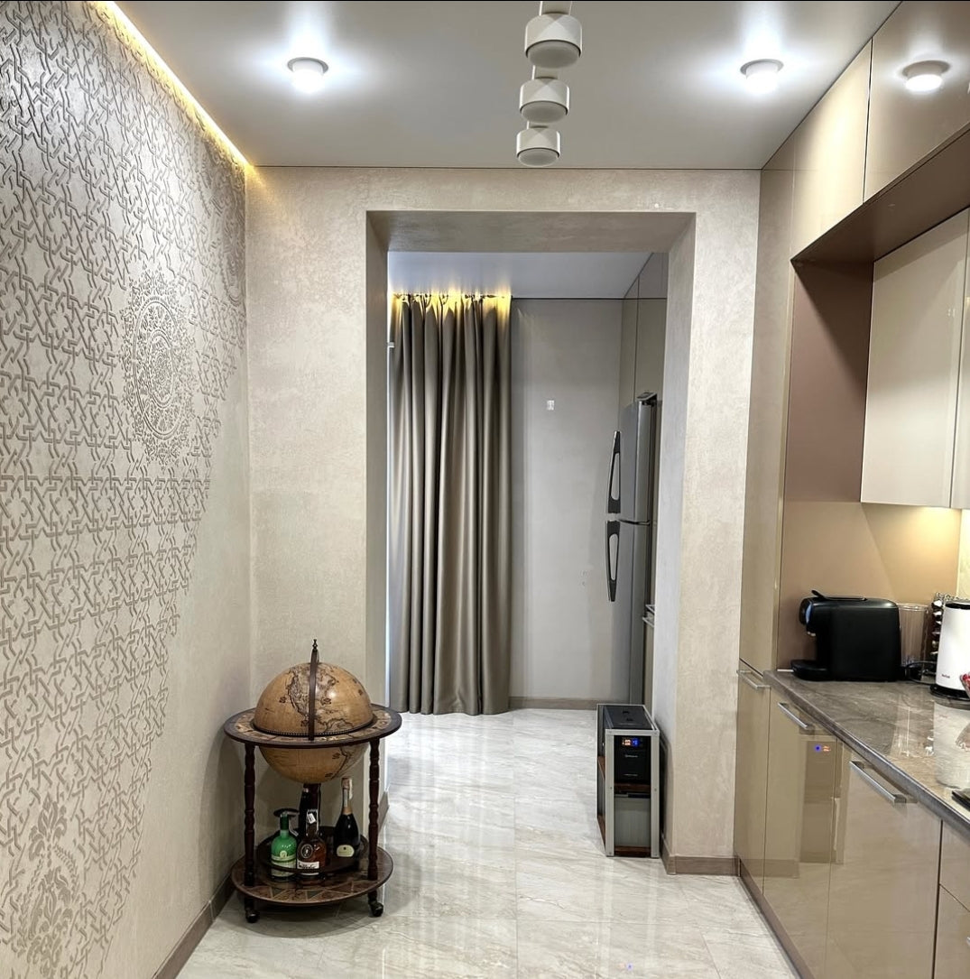 Wall decoration set for plaster and paint 2 DFA stencils (Geometry 3 + Round pattern 4 + Damask 3) 0.3-1 mm (N00002)