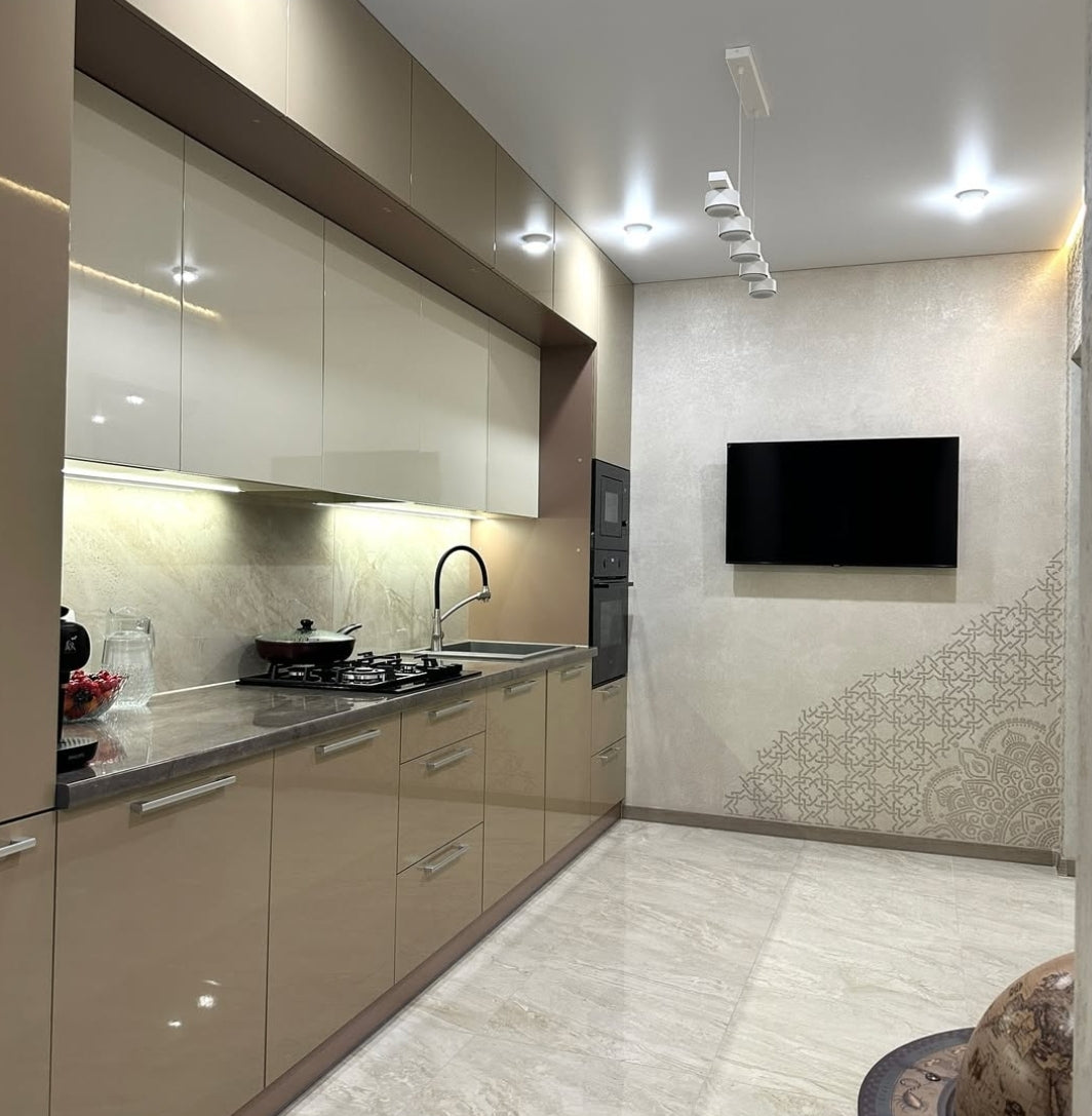 Wall decoration set for plaster and paint 2 DFA stencils (Geometry 3 + Round pattern 4 + Damask 3) 0.3-1 mm (N00002)