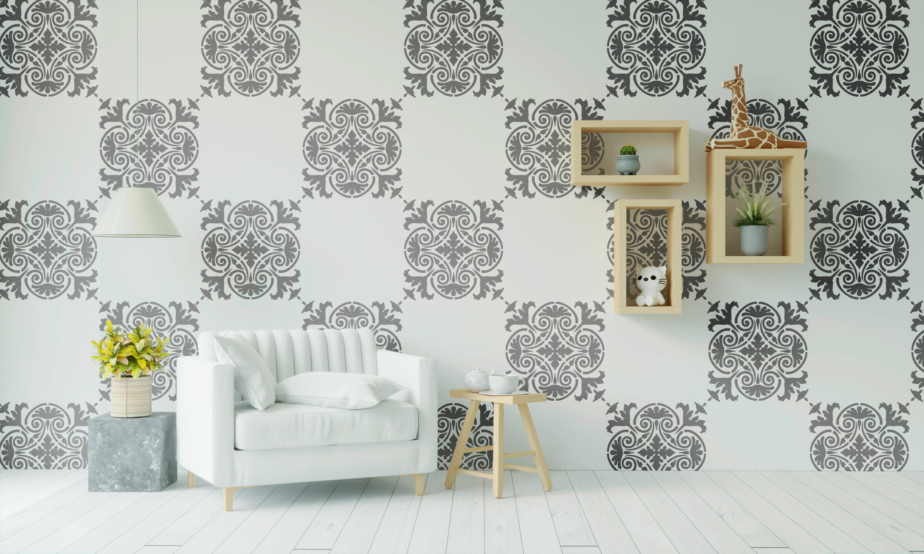 Wall decoration set for plaster and paint 3 DFA stencils (Square pattern 36 + Round pattern 67) 0.3-1 mm (N00003)