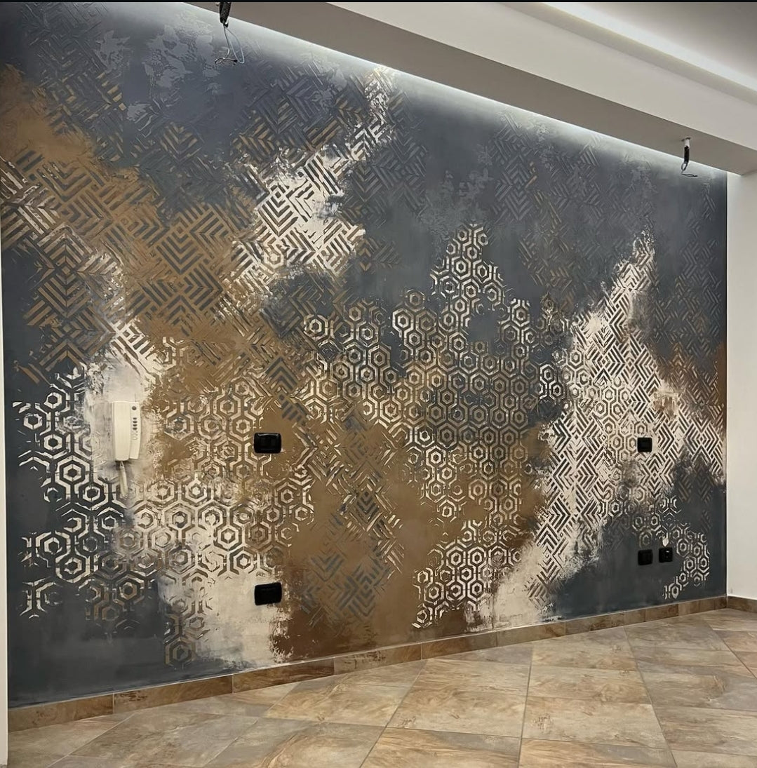 A set of stencils for wall decoration (Geometry 11 + Geometry 25) for plaster and paint 0.3-1 mm (N00097)