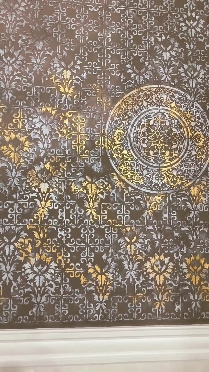 Set of 3 DFA stencils: Creative decor with Round and Oriental motifs for plaster and paint 0.3-1 mm (N00146)