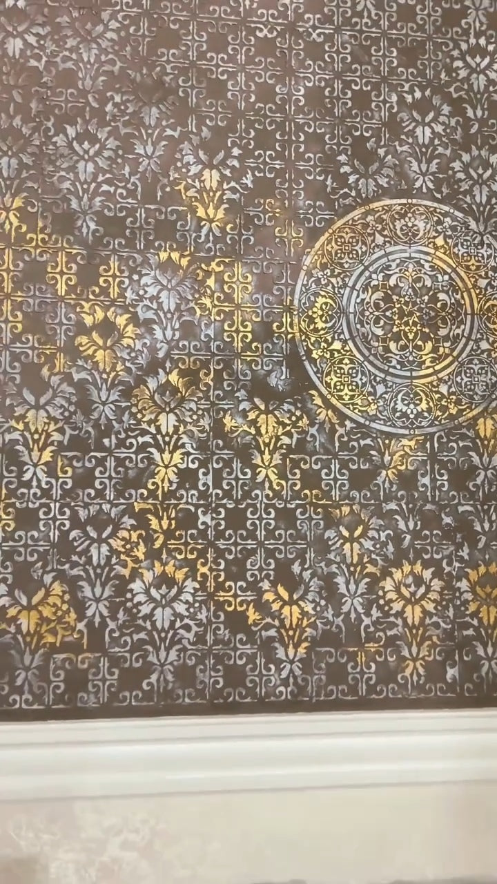 Set of 3 DFA stencils: Creative decor with Round and Oriental motifs for plaster and paint 0.3-1 mm (N00146)