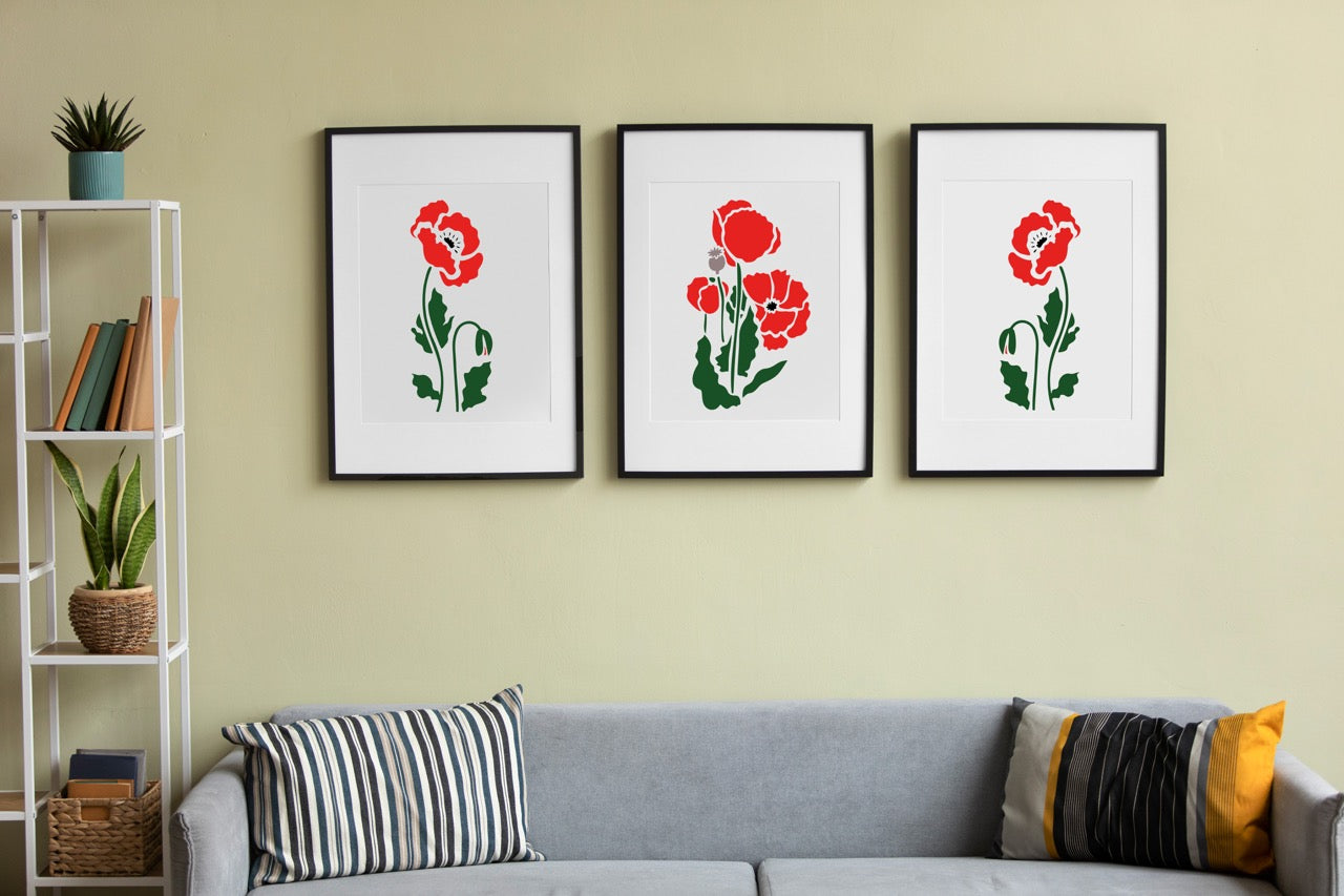 Stencil DFA reusable Nature Poppies for plaster and paint 0.3-1mm (P00115)