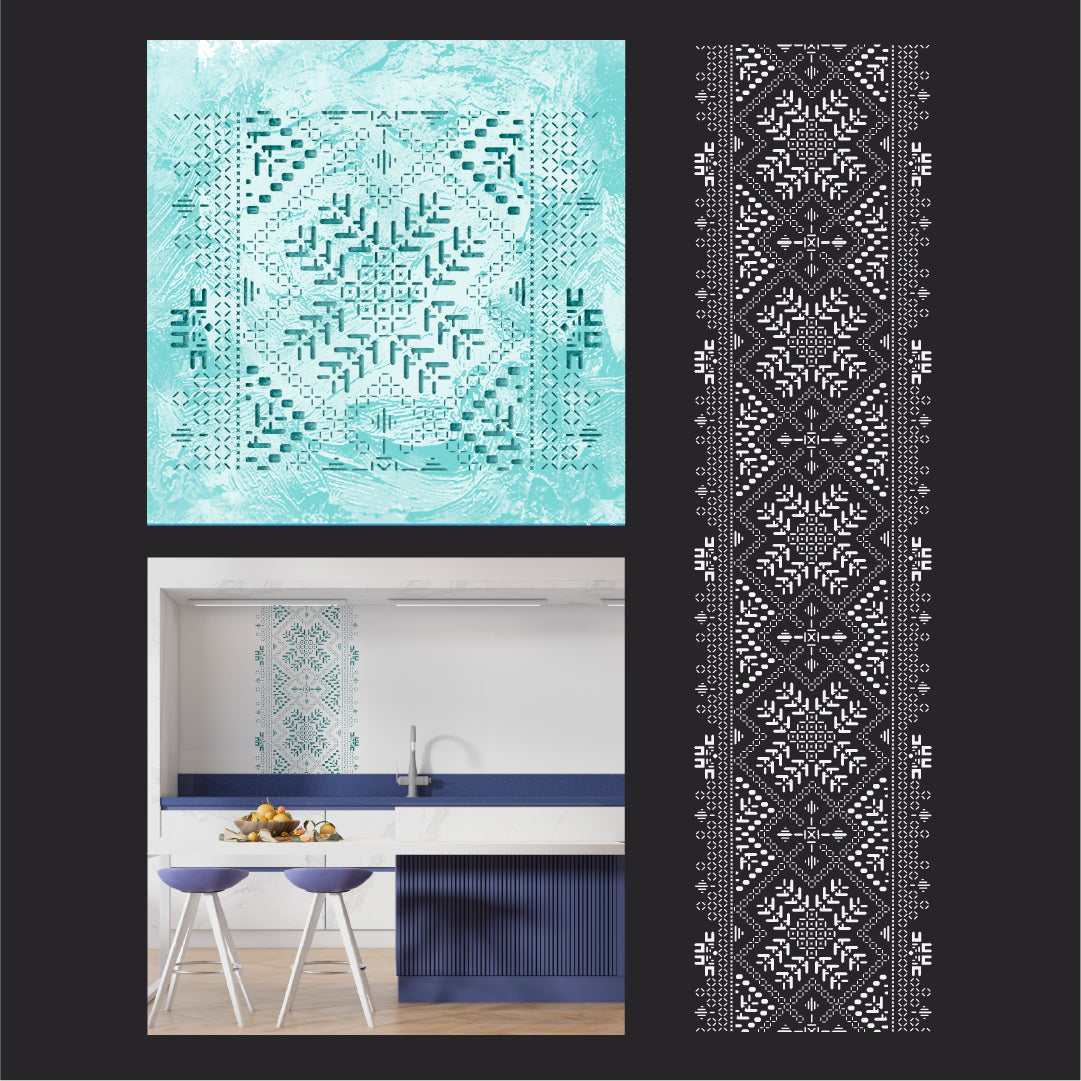 Patriotic decor: DFA Vyshyvanka stencil for plaster and paint 0.3-1 mm (Z00086)