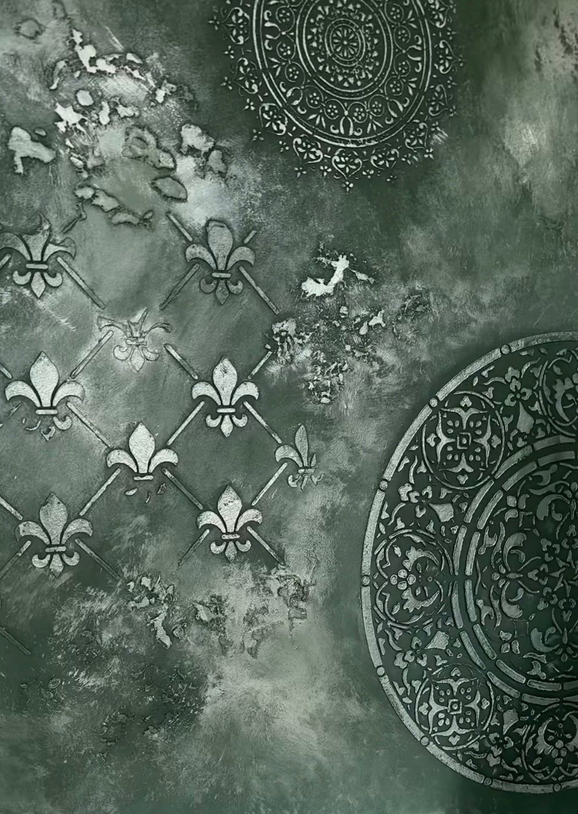 Reusable stencil DFA for decorative plaster and paint Oriental pattern 0.3-1mm (V00010)