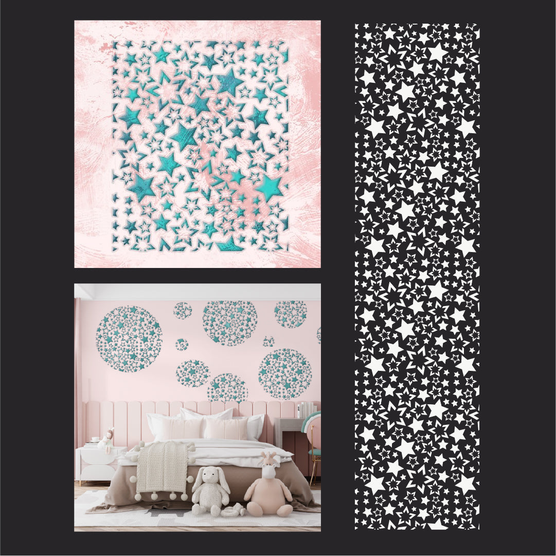 Create a fabulous decor for your child's room with the DFA Stars 0.3-1 mm stencil (E00088)
