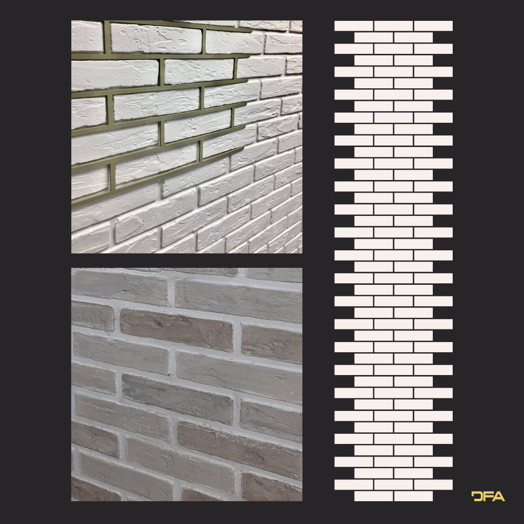 Stencil DFA Facade Bricks 4mm reusable for decorative plaster 39*78 6x25 + as a gift curb and separate brick 25x6.5 (F00003)