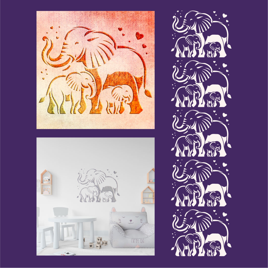 Stencil DFA Children's Elephants - magical decor for a cozy interior 0.3-1 mm (E00068)