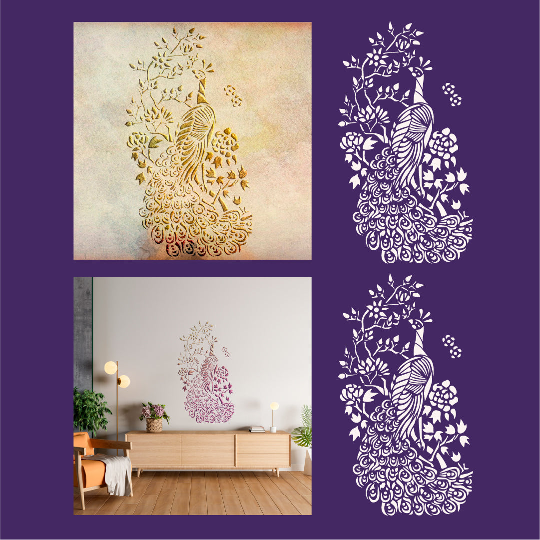 Stencil DFA Peacock: Luxurious decor for your interior 0.3-1 mm (J00056)
