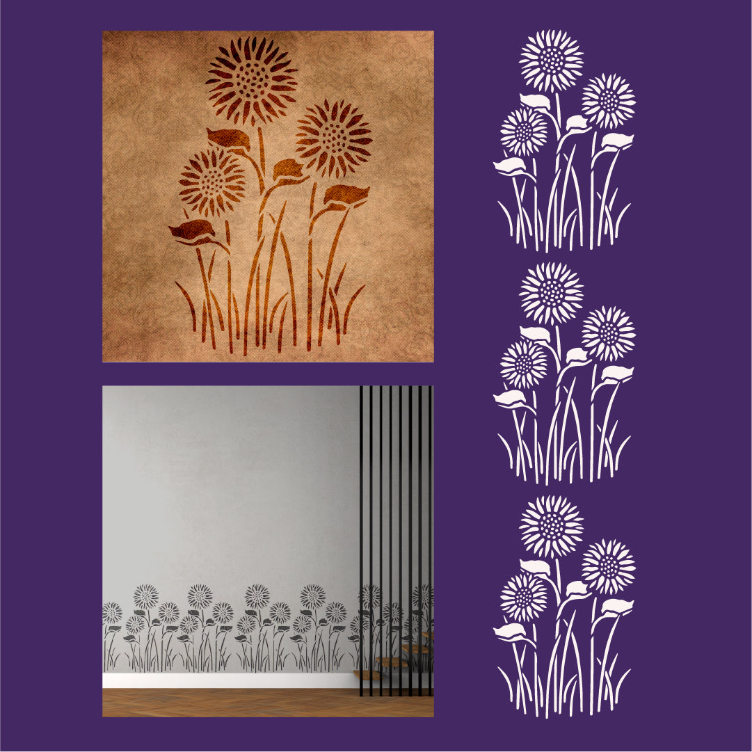 Stencil DFA Nature with wildflowers for natural wall decor 0.3-1 mm (P00168)