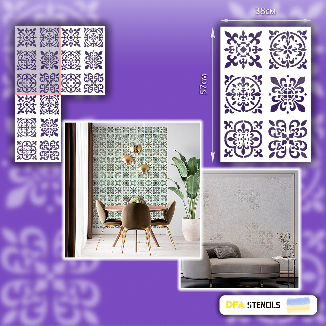 Stencil for walls Scandinavian patterns for plaster and paint 0.3-1mm (K00074)