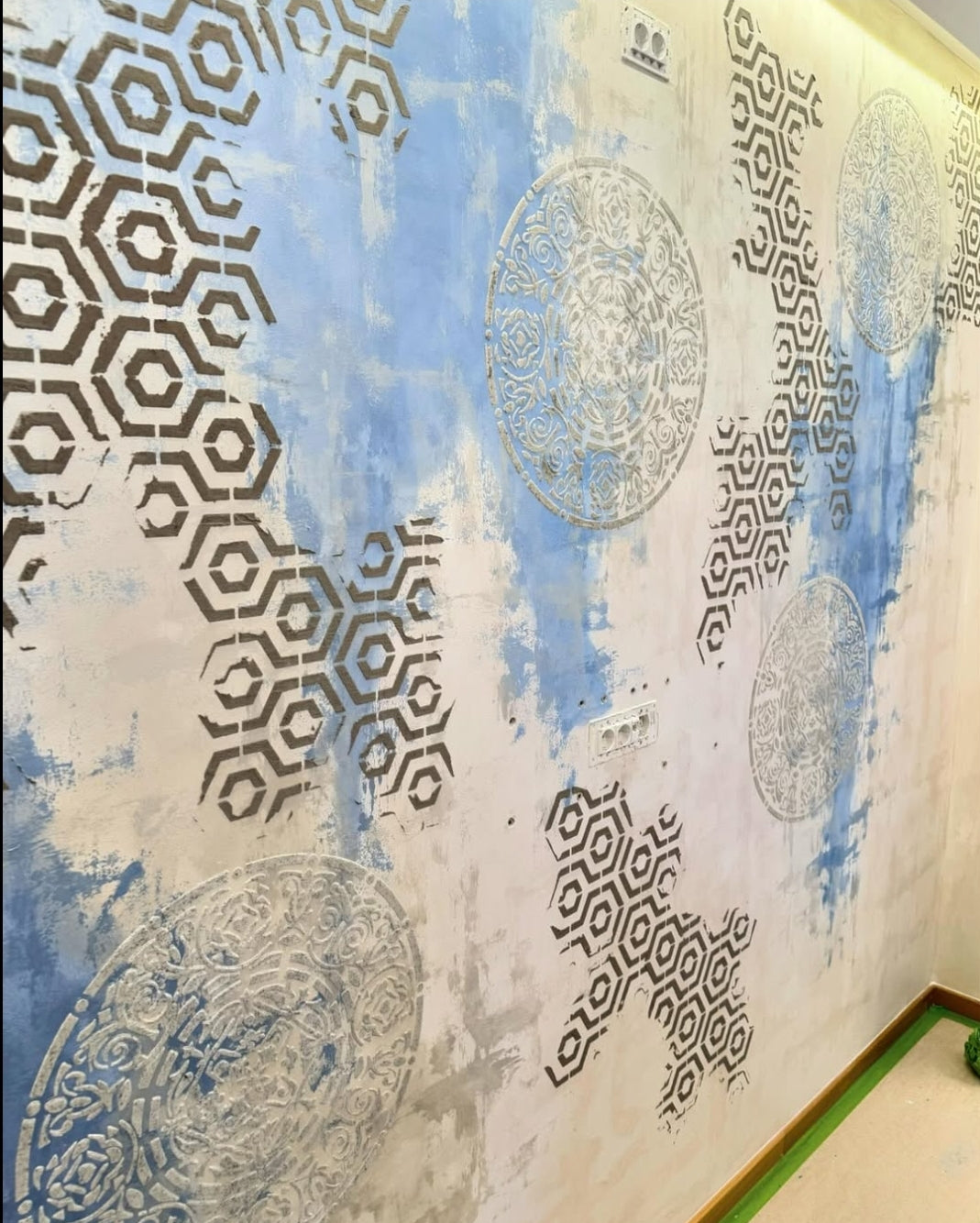 DFA stencils for wall decoration (Round 116 + Geometry 25) for plaster and paint 0.3-1 mm (N00047)