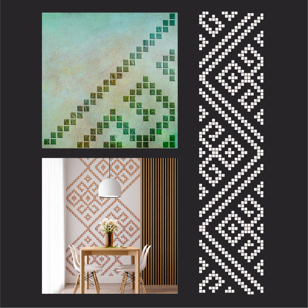 Embroidery on walls – DFA stencil for decorative plaster and paint 0.3-1 mm (Z00082)
