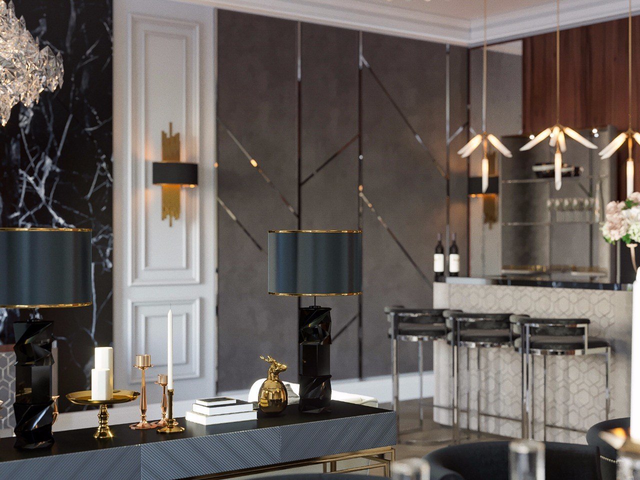 1.55 m.p Mirror wall decor sticker Magic stripes DFA (Silver stripes on the wall) Thickness 1mm, 25mm