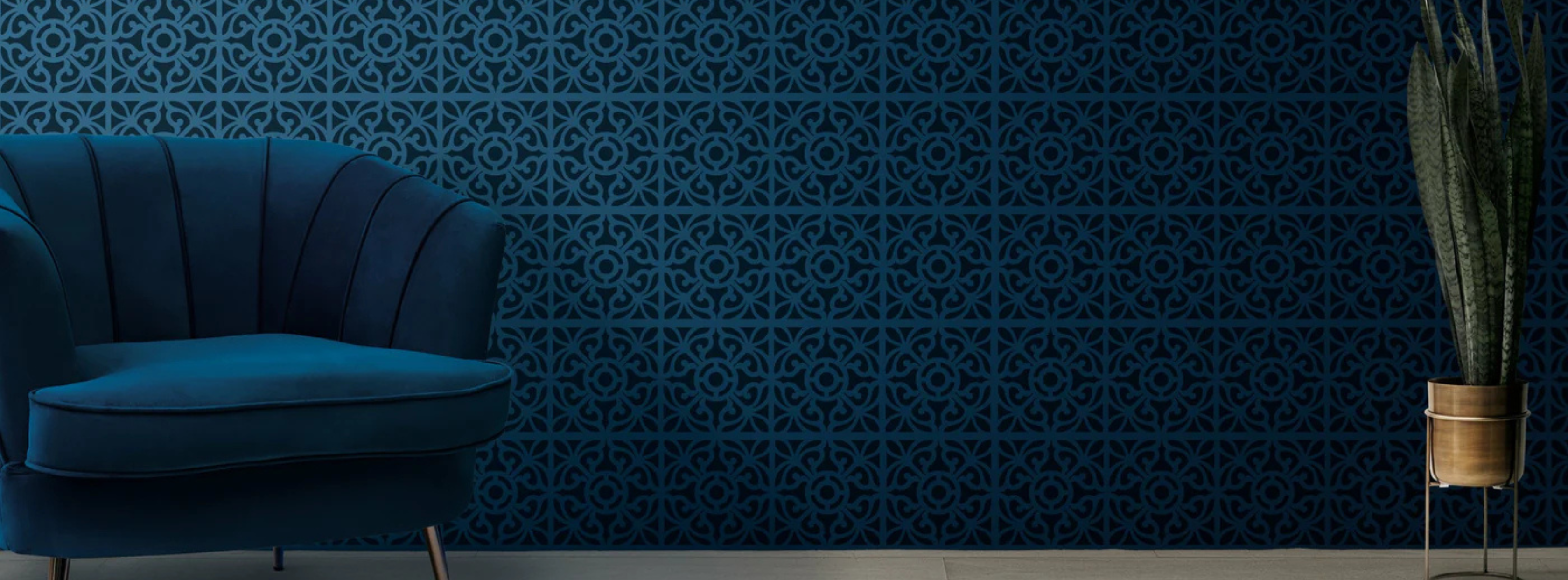 Modern wall stencil designs for premium home decor by DFA Decor, featuring elegant patterns for interior wall transformation.