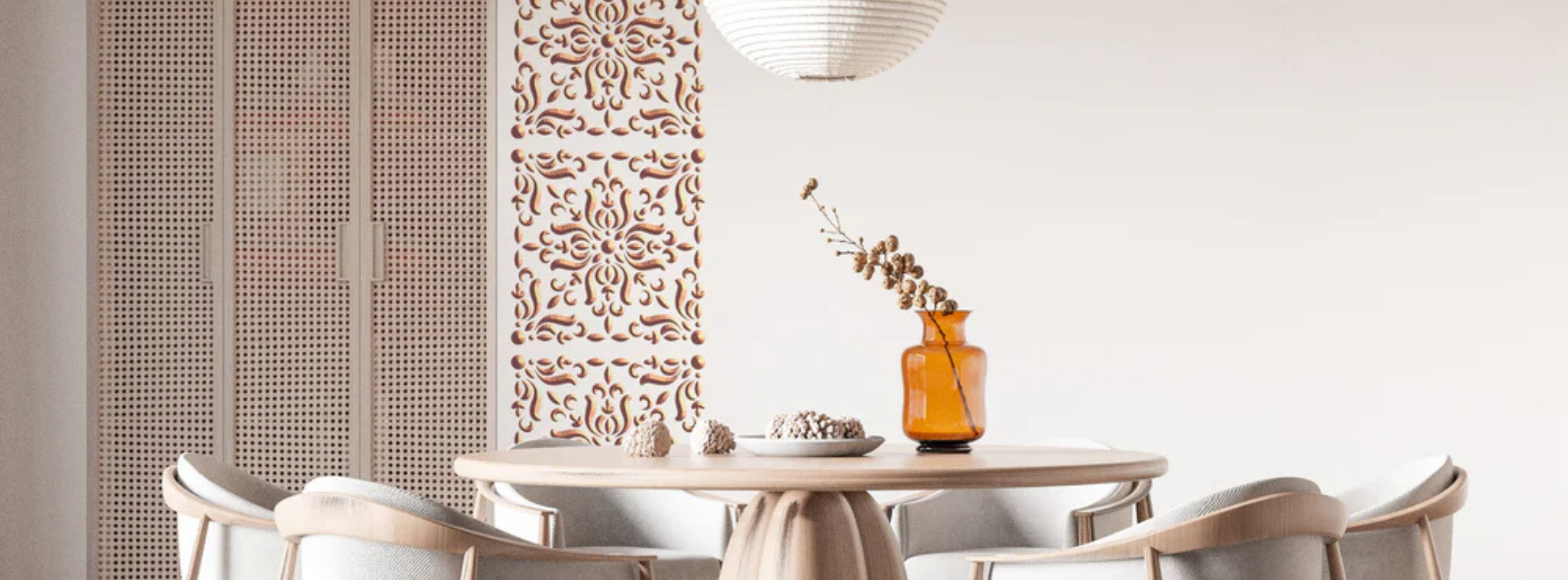 Wall stencils from DFA Decor for creating stylish and modern patterns on interior walls.