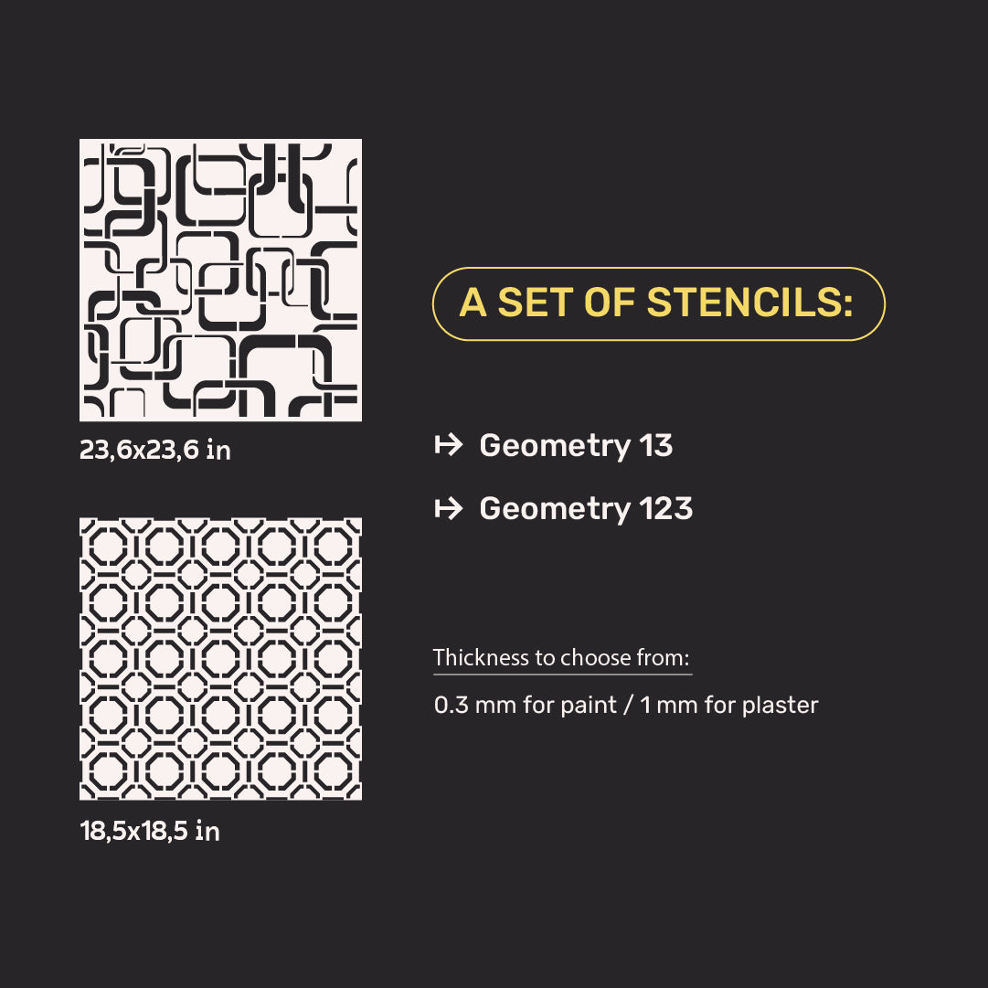 Set for decorating walls for plaster and paint 25 (Geometry 13 + Geometry 123) 0.3-1 mm (N00025)