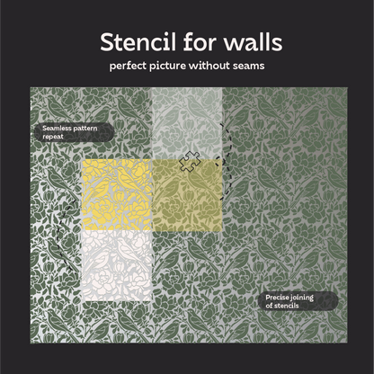 DFA Reusable Stencil "Nature" for Plaster and Paint 0.3–1 mm – William Morris Collection (P00181)
