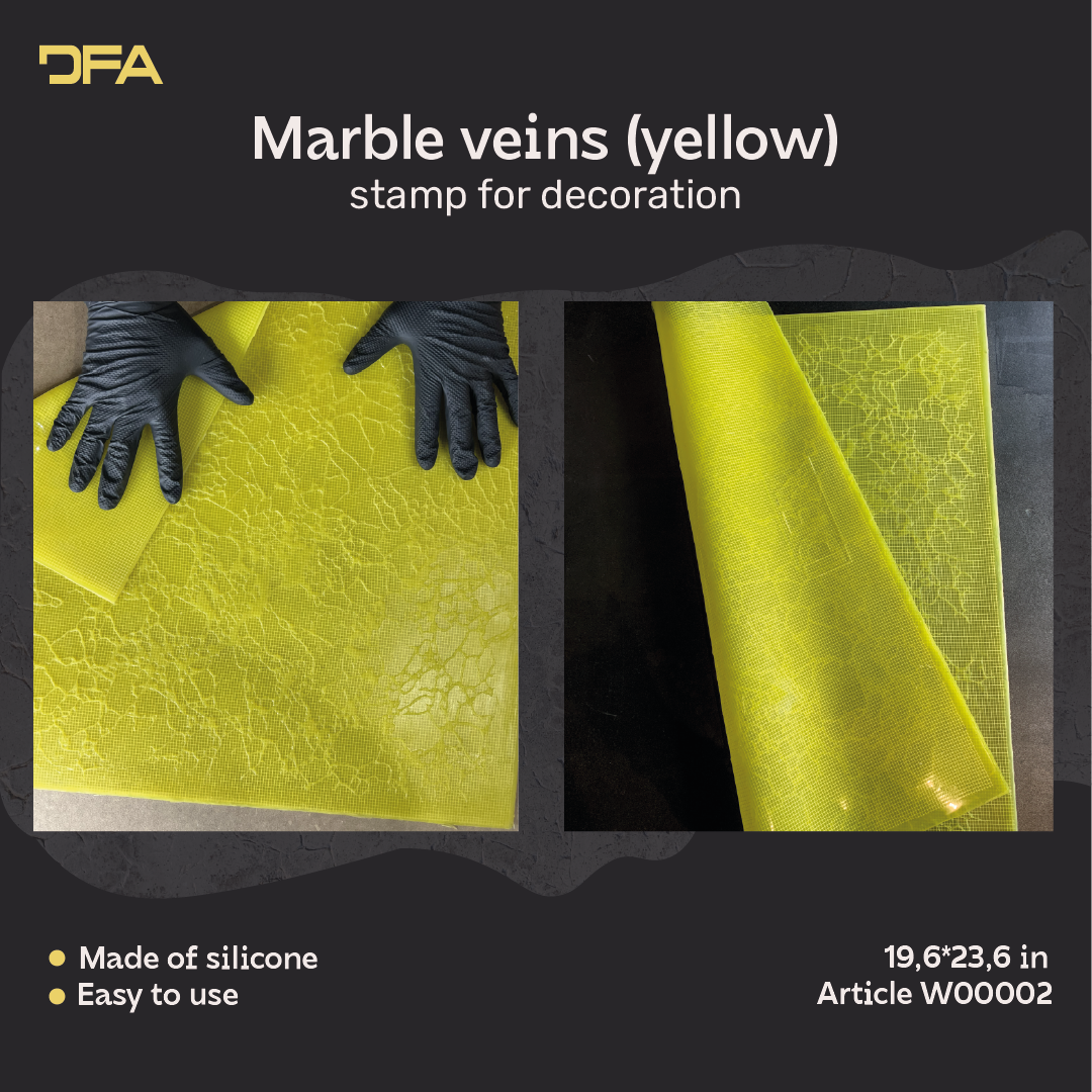Silicone impression for decoration Marble veins yellow W00002