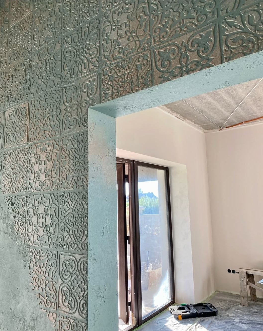 Wall decoration set for plaster and paint 6 Stencils DFA (Square pattern 6 + Round pattern 56 + Damask 11) 0.3-1 mm (N00006)