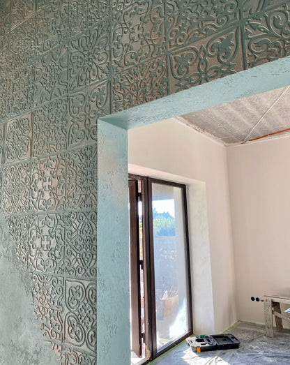 Wall decoration set for plaster and paint 6 Stencils DFA (Square pattern 6 + Round pattern 56 + Damask 11) 0.3-1 mm (N00006)